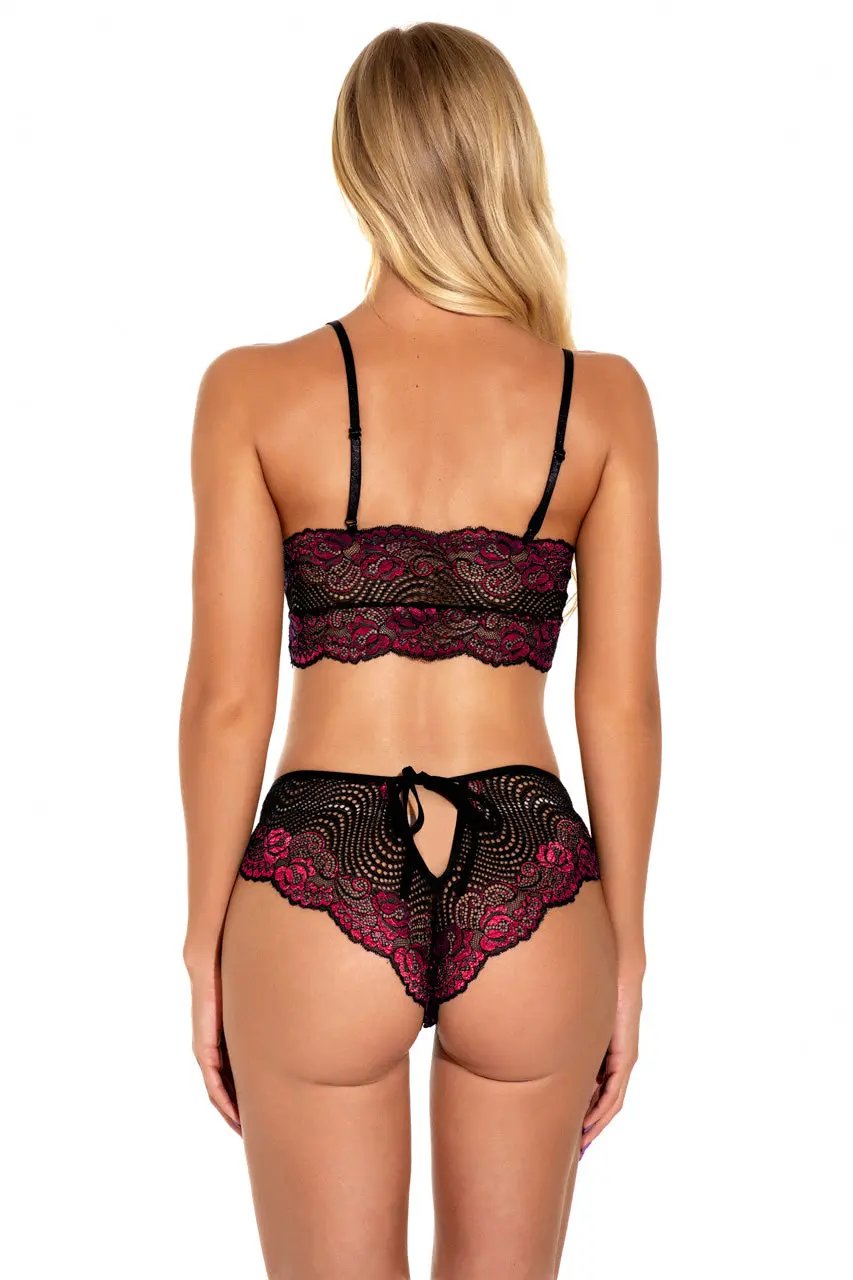 3wishes.com Apparel & Accessories > Clothing > Lingerie - Lacy Contrast Bra Set - Premium Quality 3wishes.com